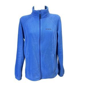 Columbia Women’s Blue Fleece Full Zip high collar Jacket Sweater w/ pockets Sz L
